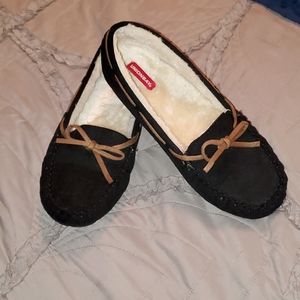 Navy moccasin house slippers
